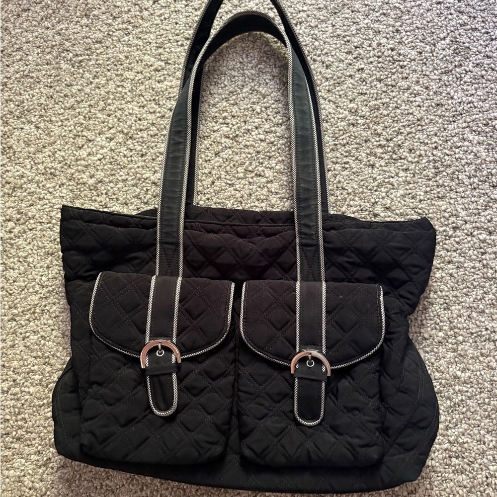 Vera Bradley Elegant Black Quilted Tote Bag NWOT